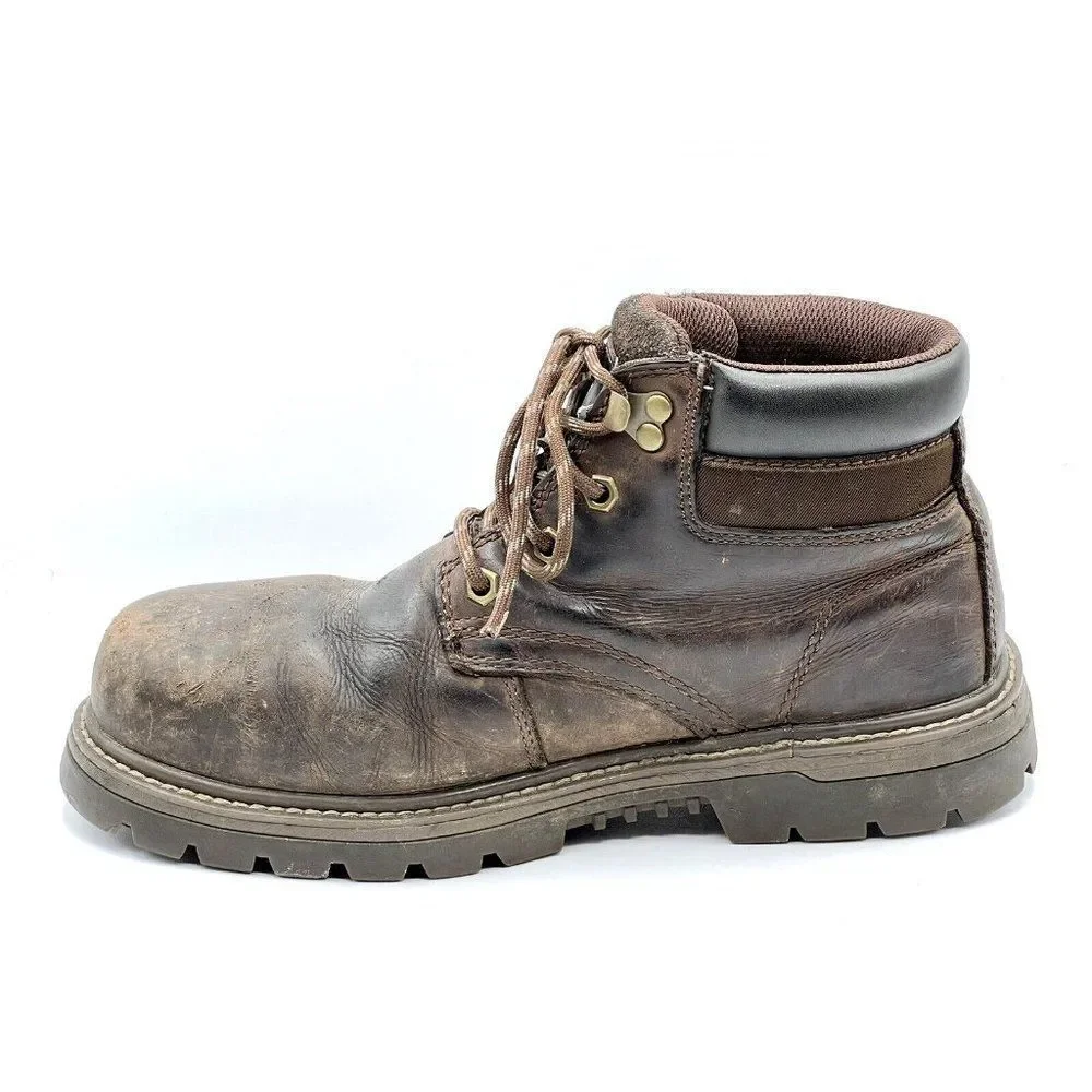 Caterpillar Brown Leather Steel Safety Toe Work Boots Men's Size 8.5 M - Picture 5 of 15
